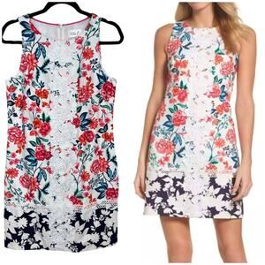 Eliza J Floral Lace Trim Shift Dress Sz 6